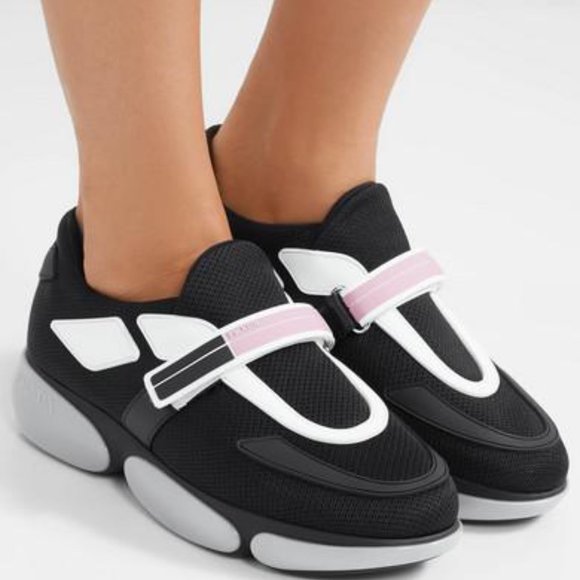 PRADA CLOUDBUST LOGO VELCRO BLACK SNEAKERS - Picture 5 of 7